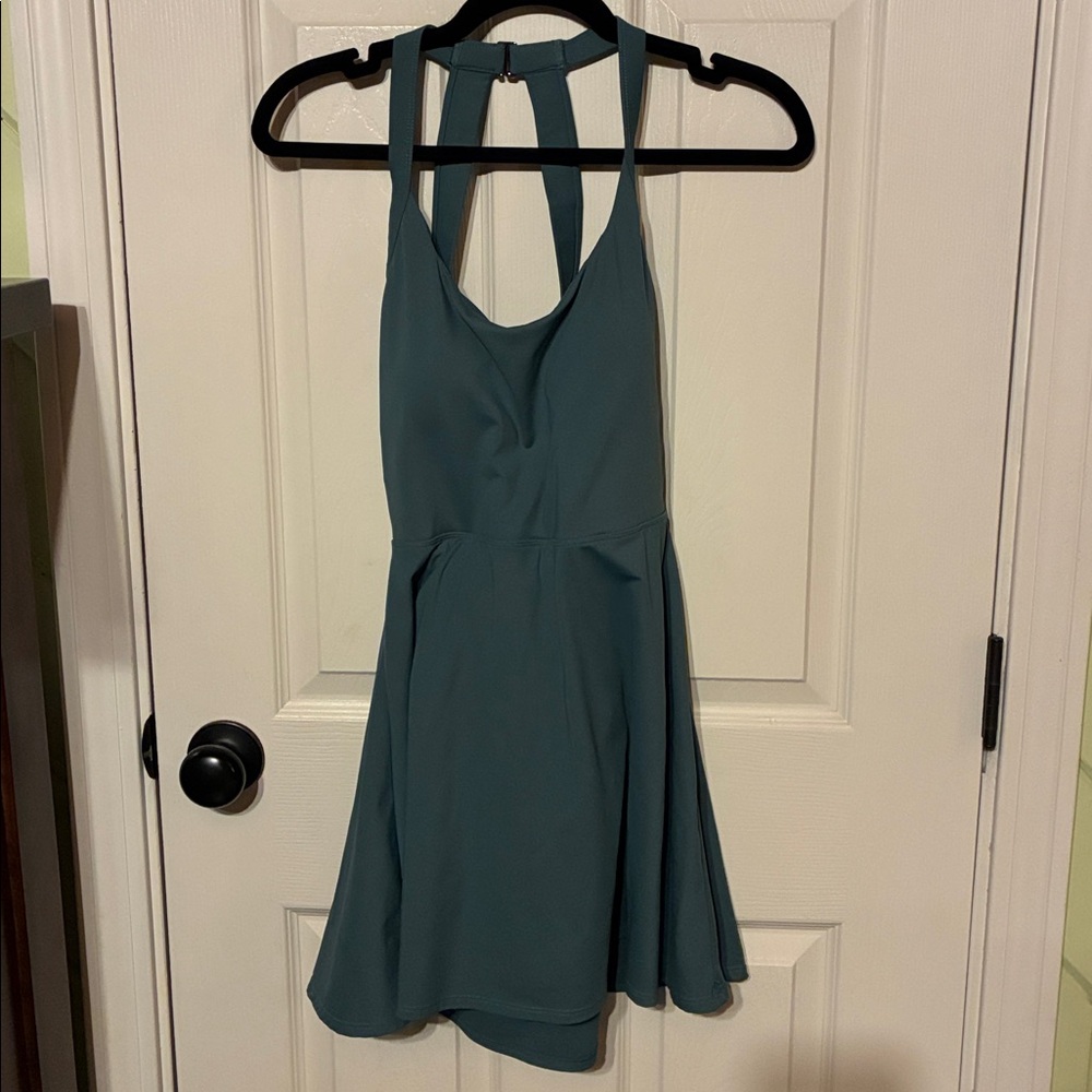 Aqua Halter Dress - medium With Shorts !
